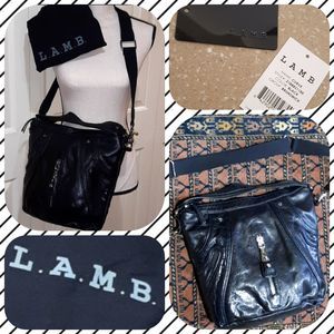 Rare NWOT L.A.M.B. Brunswick Curve Genuine Black Leather Bag by Gwen Stefani
